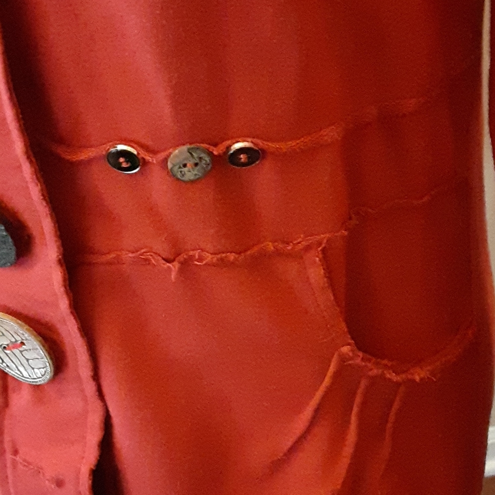 Neon Buddha Patchwork Large Button Boho Jacket 8 … - image 3